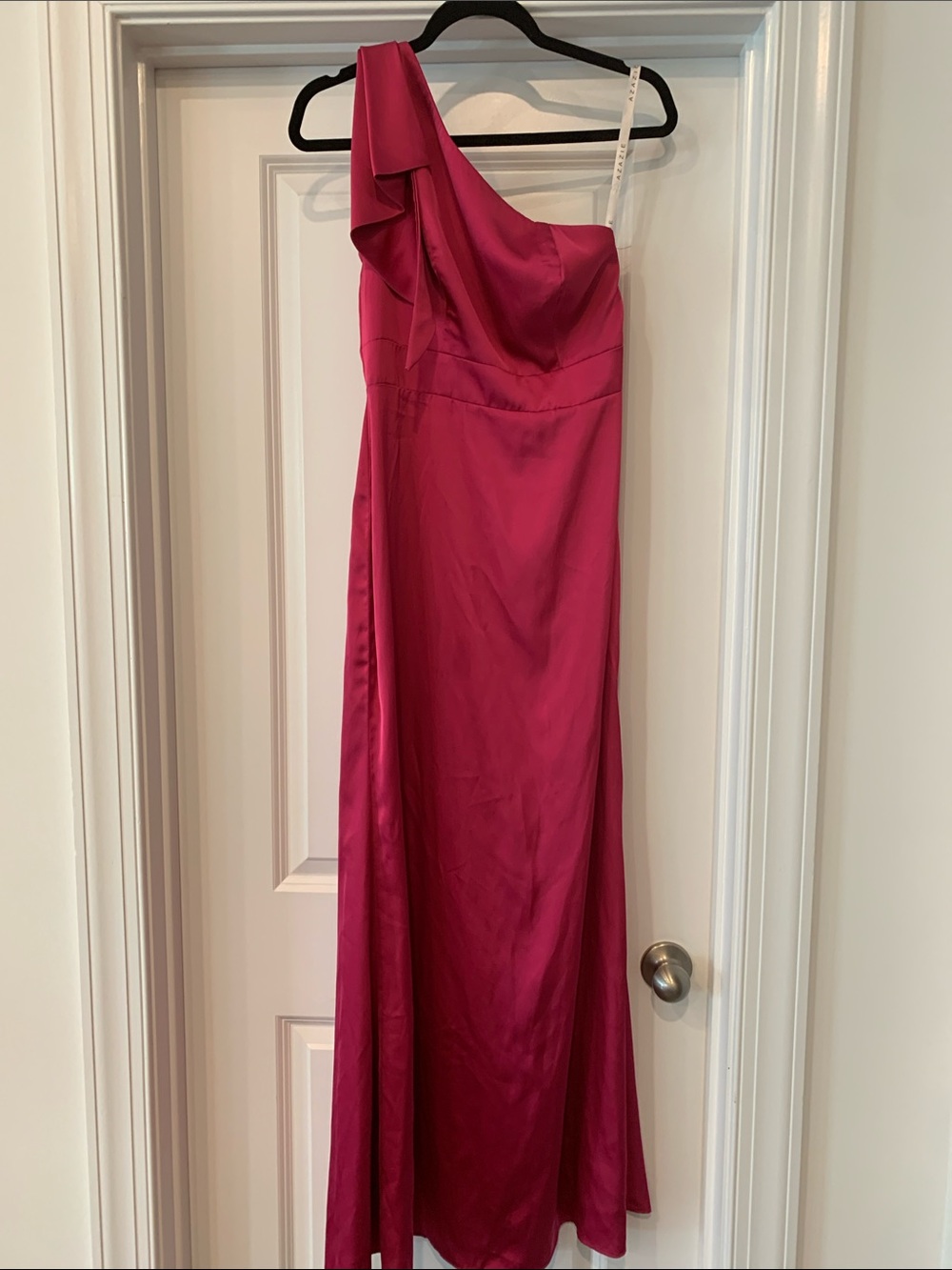 Azazie One-Shoulder Fuchsia Evening Dress( no split) 8